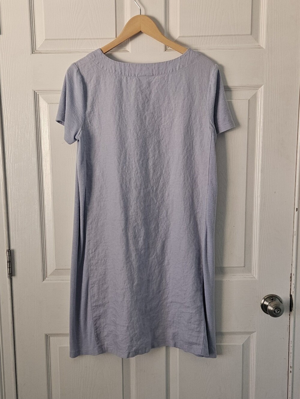 Pure J Jill Mixed Media Linen Tencel Shift Dress Lavender Lagenlook Resort Sz M - Picture 2 of 11